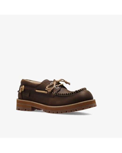Moschino Brown Whipstitch Lug-Sole Boat Shoes for men