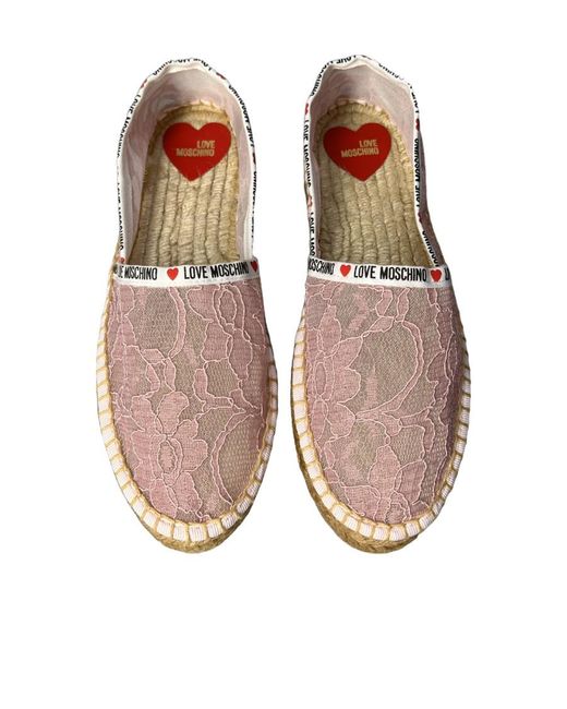 Moschino Pink Floral Lace Espadrilles