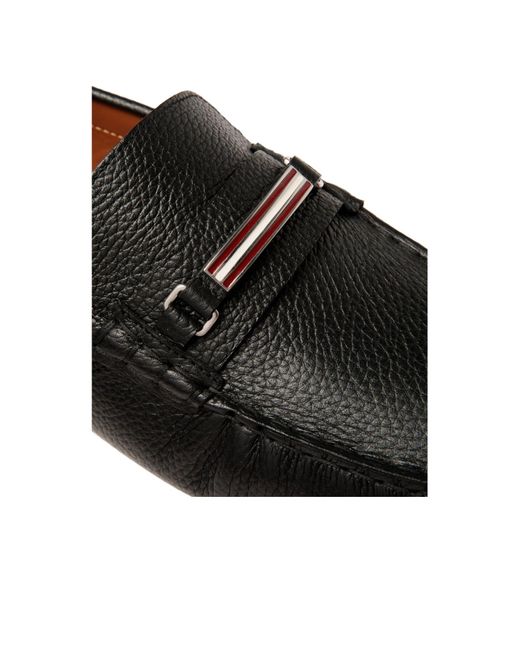 Bally Black Pilot Driver Ebano Grained Leather Loafers for men
