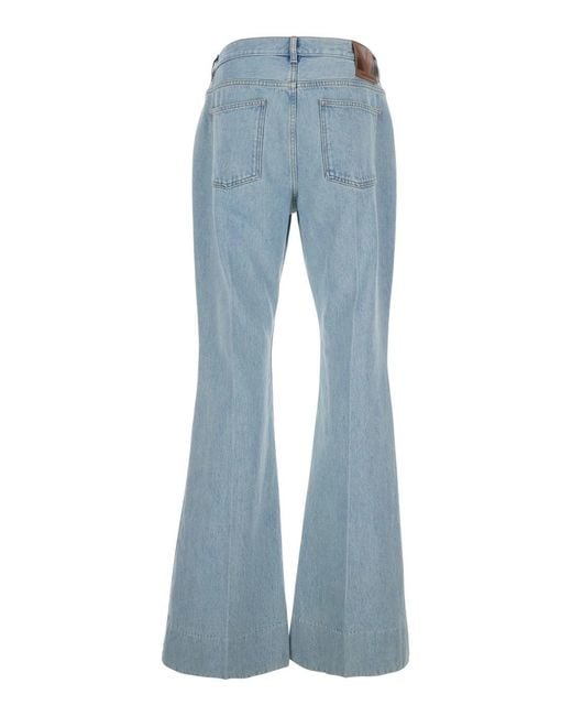 Valentino Blue Logo Patch Flared Jeans for men