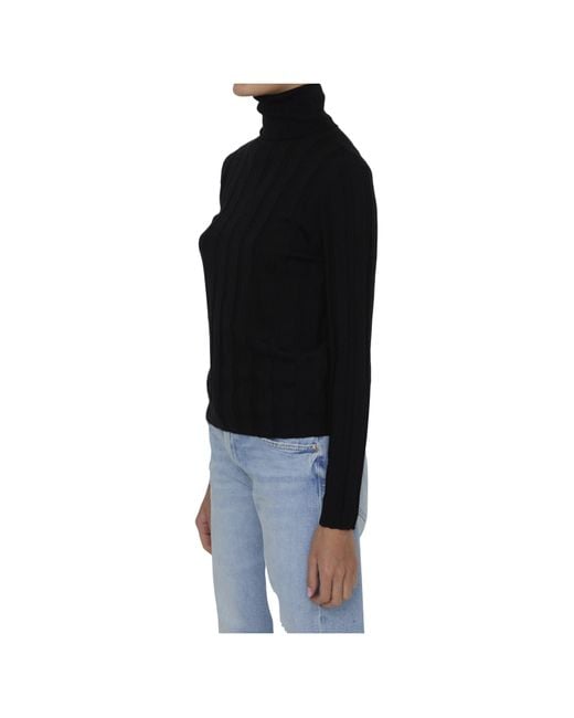 Allude Black Ribbed Turtleneck Knitwear