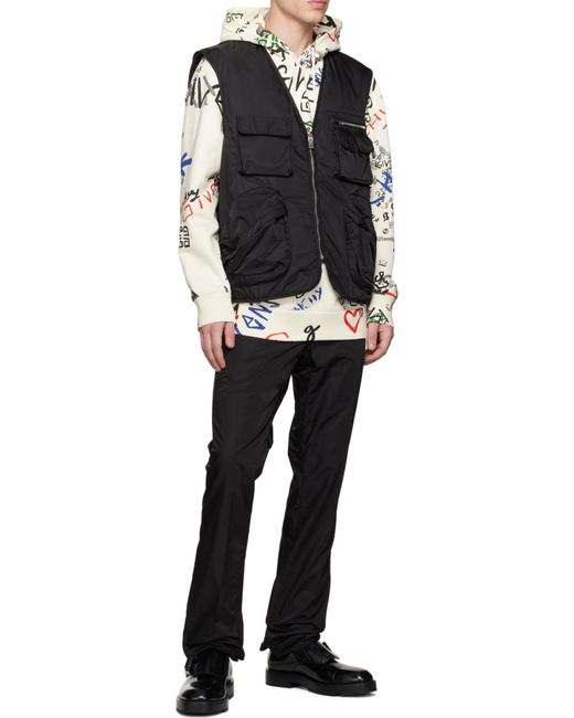 Givenchy Black Zip-Up Logo Embroidered Vest for men