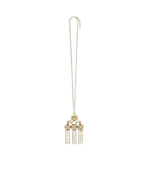 Saint Laurent White Oversized Talisman Pendant Necklace