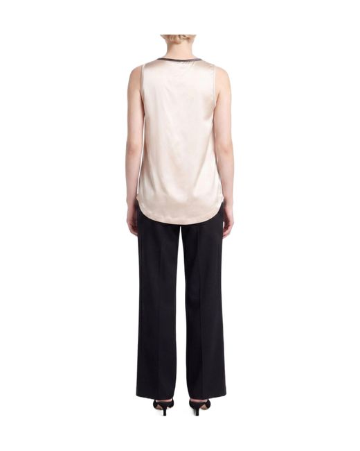 Brunello Cucinelli Pink Sleeveless Crew-Neck Solid Top