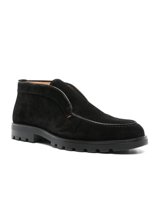 Santoni Black Round-Head Short Boots for men