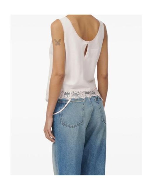 MM6 by Maison Margiela Pink Mirrored Lace Slip Top