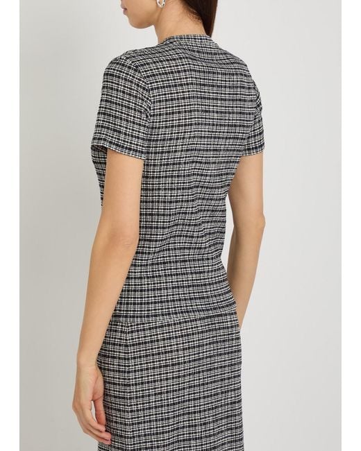 Vince Black Striped Shirred T-Shirt