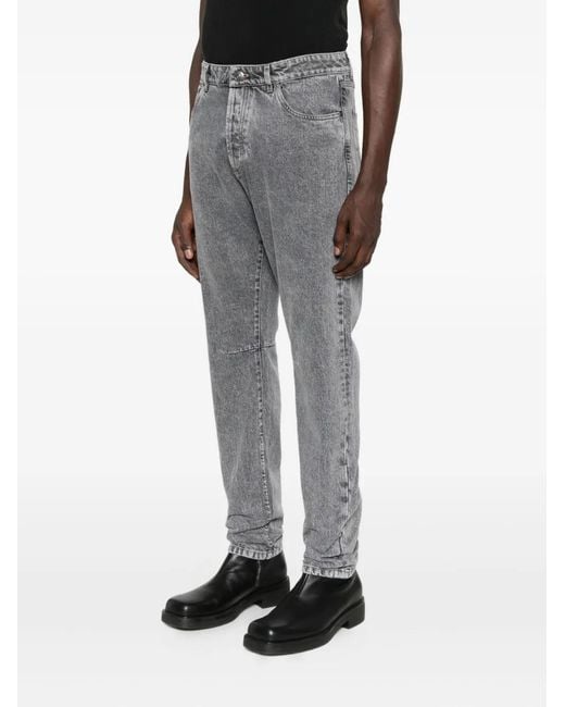 Brunello Cucinelli Gray Knee-Patch Denim Jeans for men