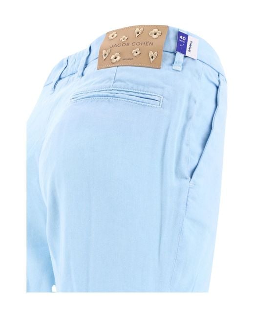 Jacob Cohen Blue Pressed-Crease Straight-Leg Trousers