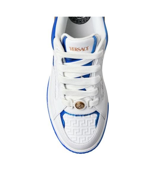 Versace Blue Biggie Basket Leather Sneakers for men