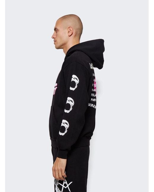 Local Authority Blue Skull Pattern Hoodie for men