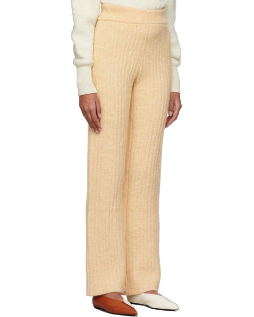 Nanushka Natural Ribbed-Knit Wool Trousers