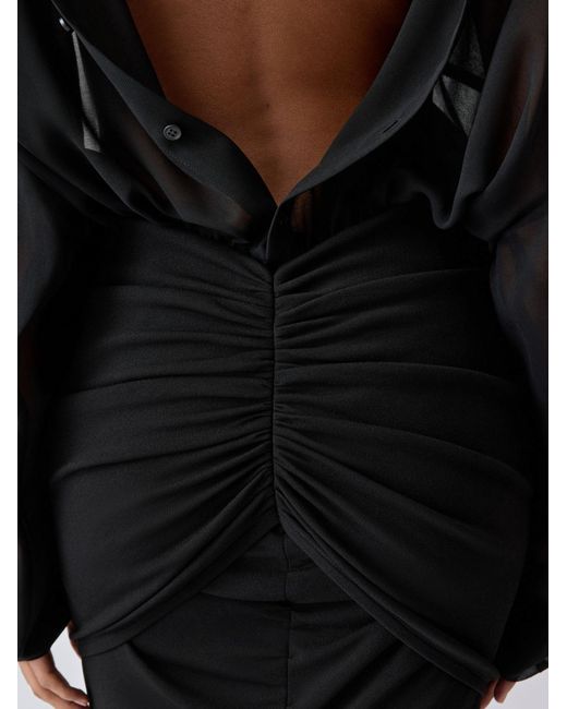 Jacquemus Black Siroco Ruched Sheer-Panel Midi Dress