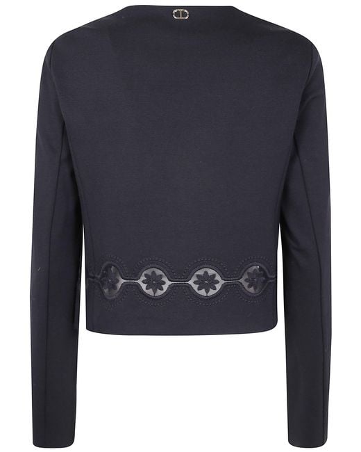 Twinset Blue Embroidered Cropped Jacket