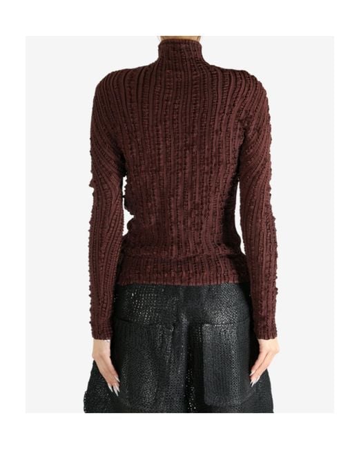 Issey Miyake Purple High-Neck Pleated Top