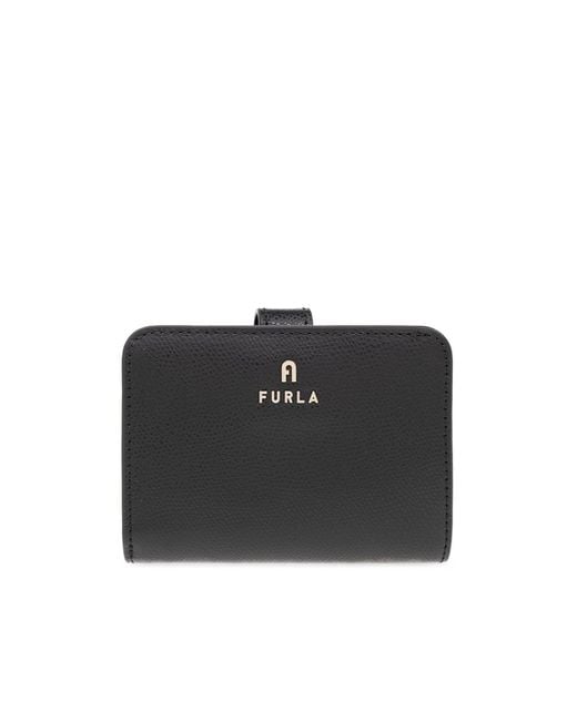 Furla Black Logo Lettering Compact Wallet