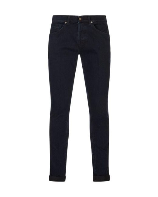 Dondup Blue Logo Patch Slim Fit Jeans for men