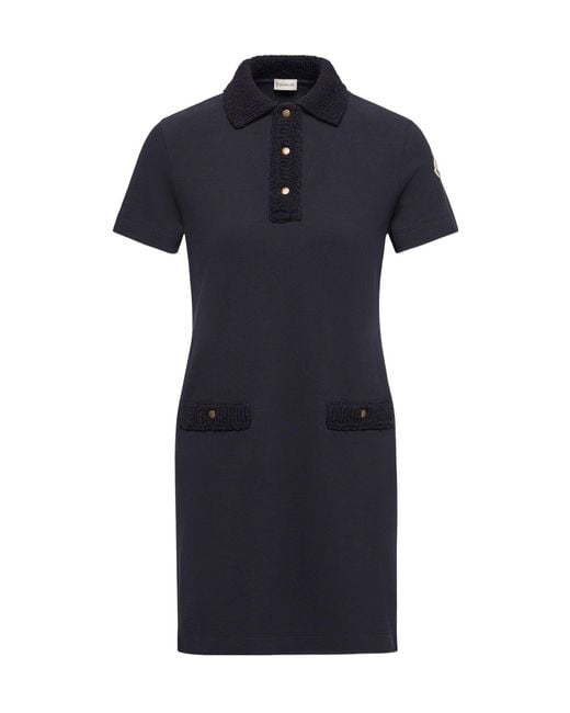 Moncler Blue Cotton Piquet Polo Mini Dress