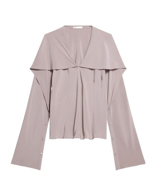 Helmut Lang Purple Scarf V-Neck Blouse