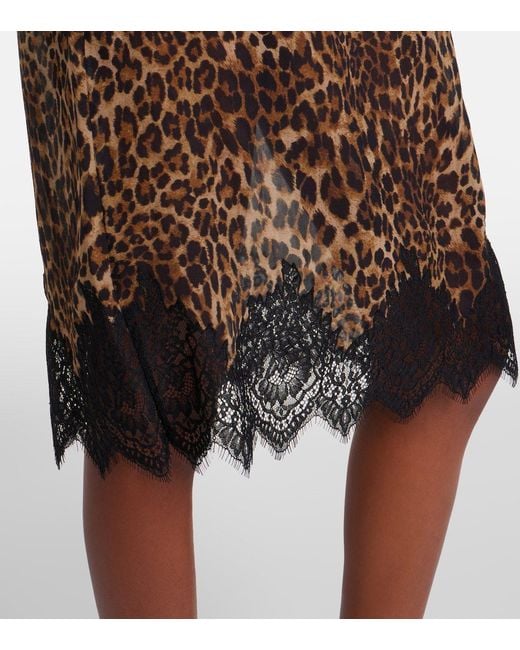 Nili Lotan Brown Thea Animal-Print Silk Midi Skirt