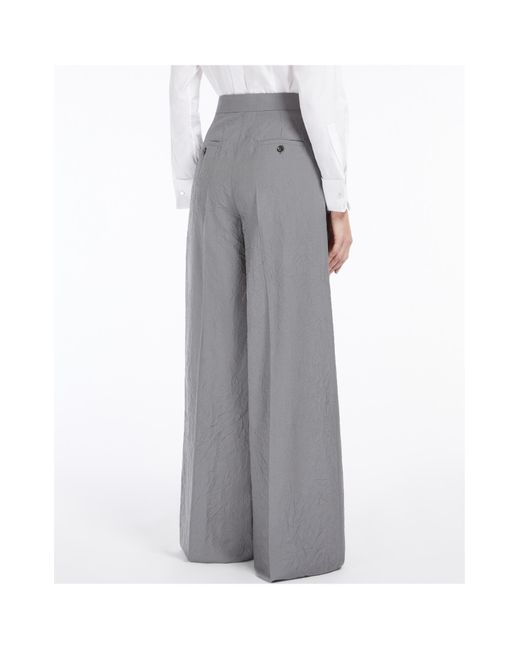 Max Mara Gray Pleat Detailed Wide-Leg Trousers