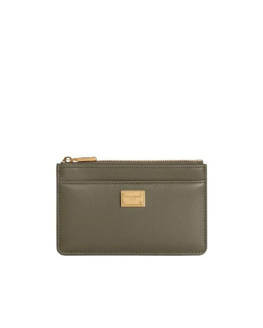 Dolce & Gabbana Gray Logo Plate Zipped Cardholder