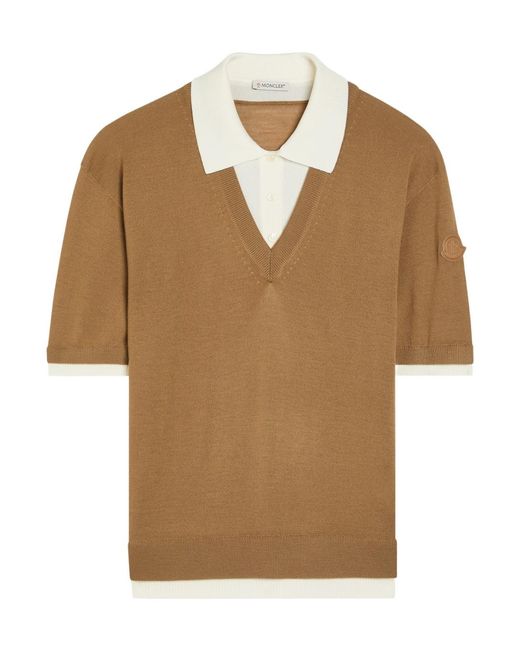 Moncler Brown Layered Wool Polo Top