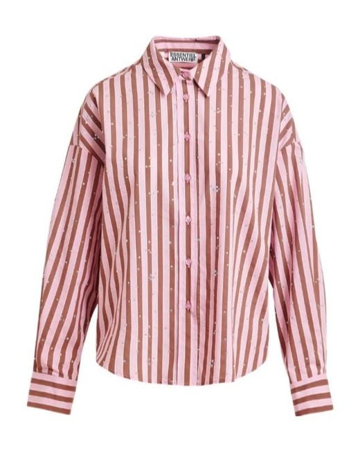 Essentiel Antwerp Red Jelief Rhinestone Stripe Shirt