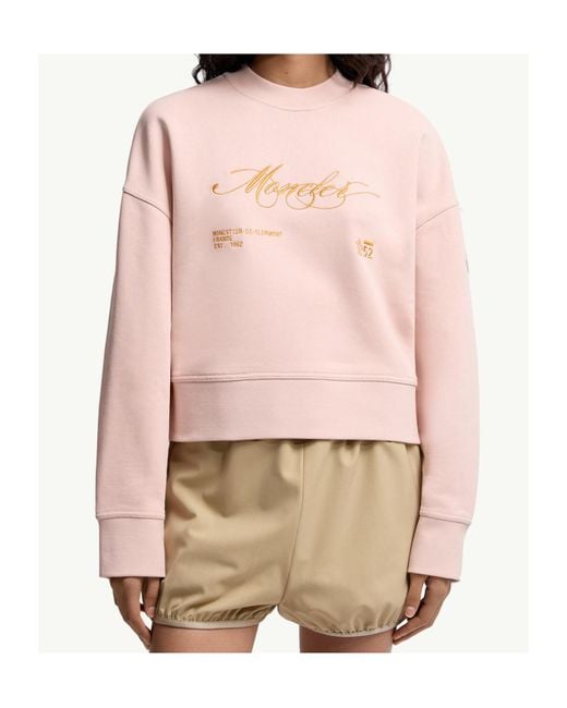 Moncler Pink Logo-Embroidered Crewneck Sweatshirt