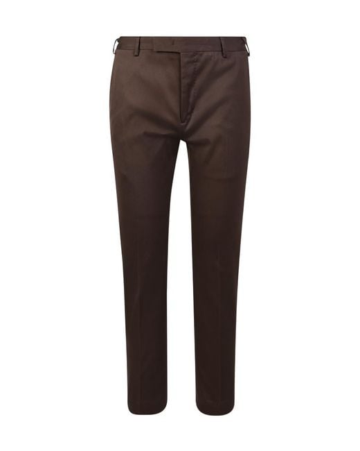 Pt Pantaloni Men's Brown Cropped Tailored Pants