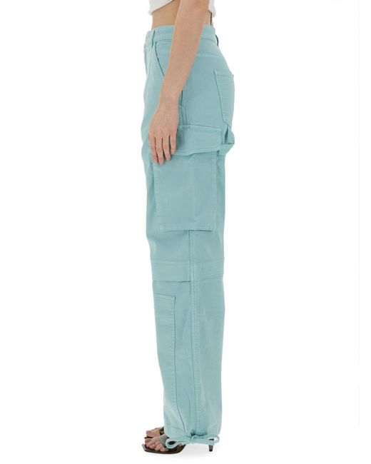 Moschino Blue Multi-Pocket Button Casual Pants