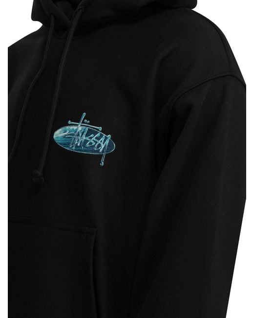 Stussy Black Stüssy Oval Logo Hoodies for men
