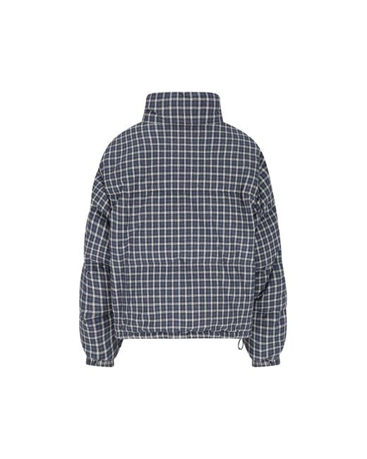 Miu Miu Gray Check-Pattern Quilted Jacket
