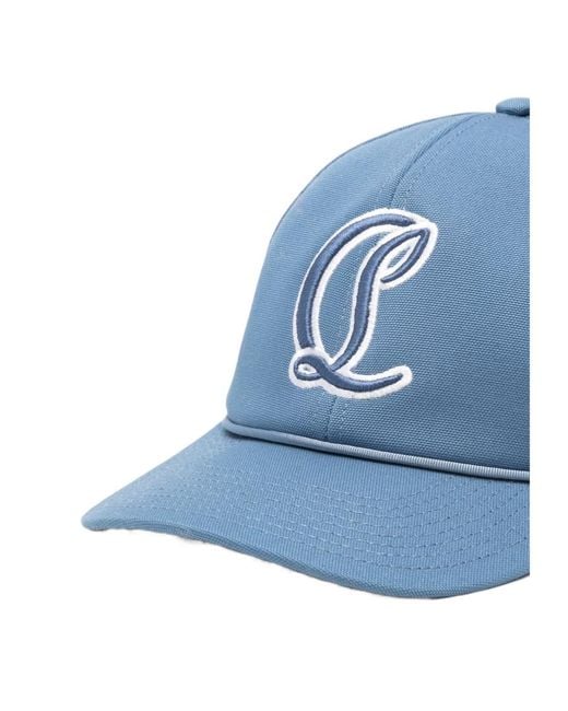 Christian Louboutin Blue Logo Embroidered Cap for men