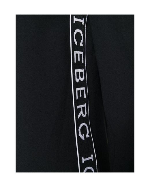 Iceberg Black Logo Ribbon Medium-Length Dress