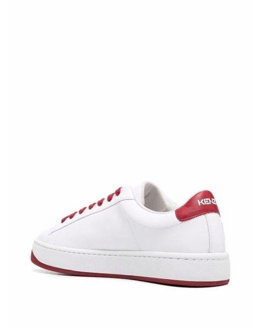 KENZO White Kourt Logo-Print Sneakers