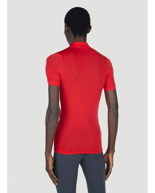 Raf Simons Red Stocking Short Sleeved Polo Top for men
