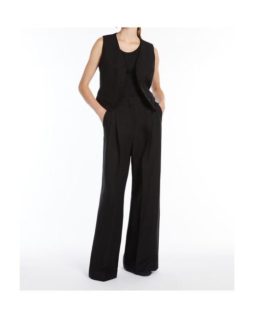 Weekend by Maxmara Black Viscose And Linen Canvas Waistcoat