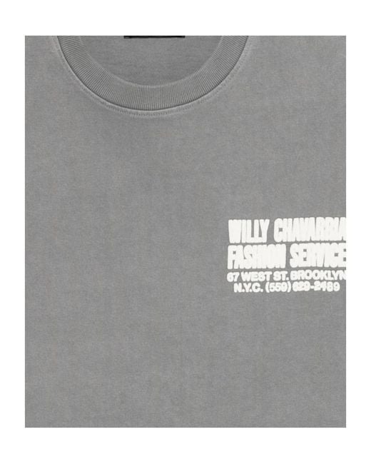 Willy Chavarria Gray Embroidered T-Shirt for men