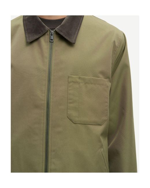 Samsøe & Samsøe Green Sarobin Z Chest-Pocket Contrastong-Collar Jacket for men