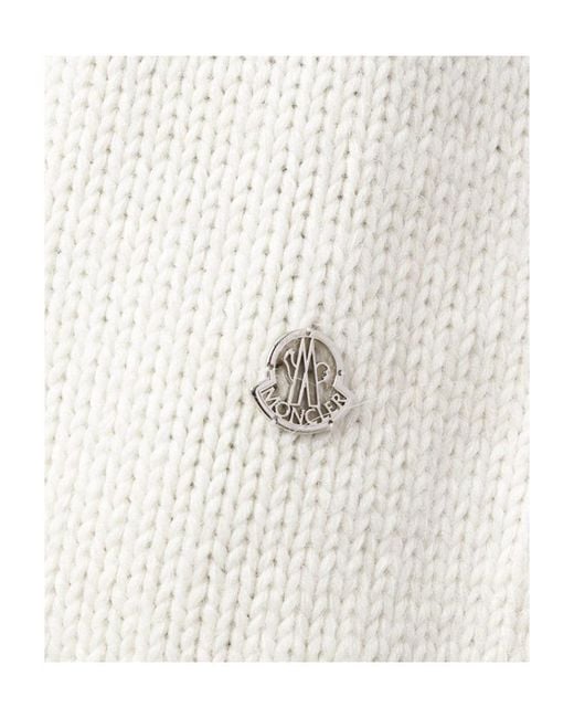 Moncler White High-Necked Logo Icon Sweater