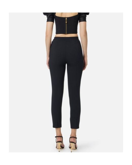 Elisabetta Franchi Black High-Waist Trousers