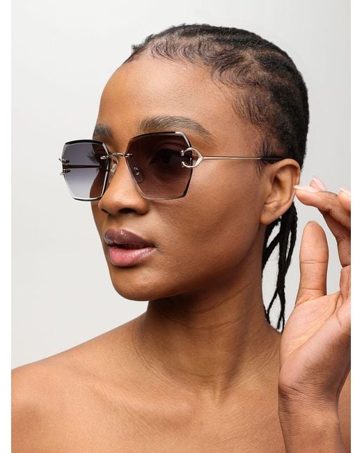 Cartier Metallic Square Frame Sunglasses