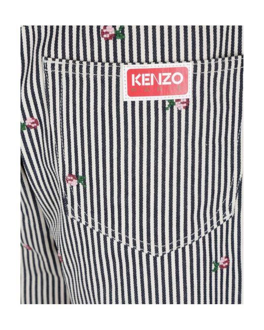 KENZO Gray Striped Straight-Leg Trousers for men