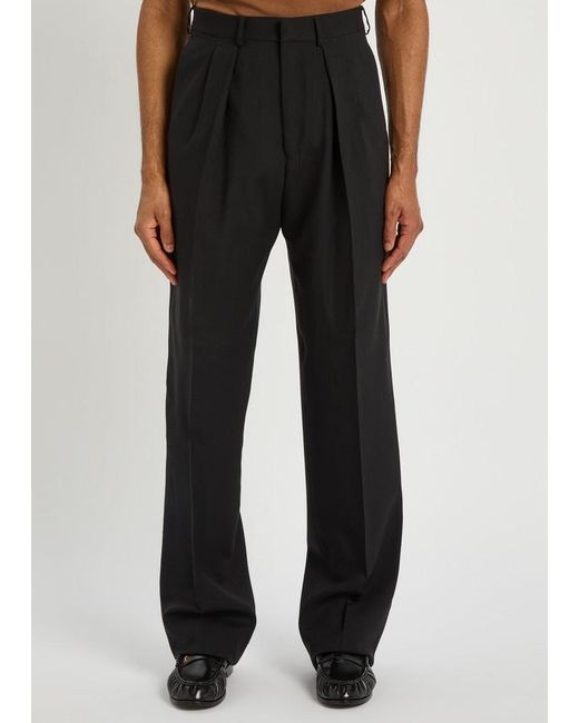 Tom Ford Black Double Pleat Wool-Blend Trousers for men