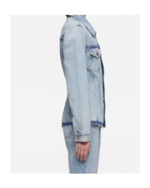 7 For All Mankind Blue Trucker Button Frayed Jacket