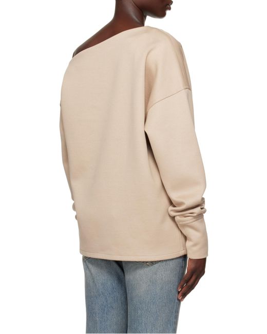 Balmain Natural Asymmetrical Jersey Off-The-Shoulder Sweatshirt