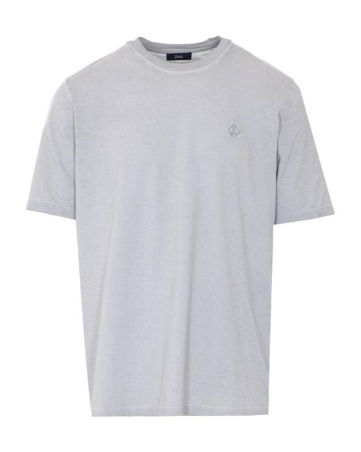 Herno White Logo Crewneck T-Shirt for men