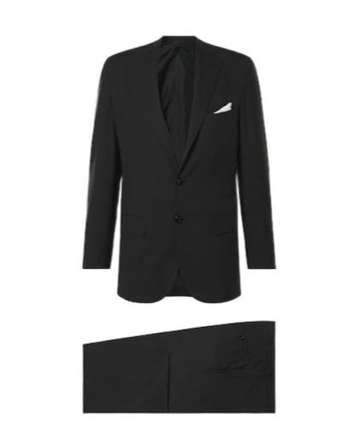 Kiton Black Single-Breasted Wool Suit for men