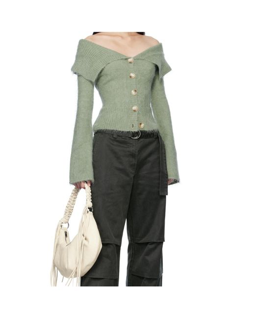 Holzweiler Green Off Shoulder Cardigan